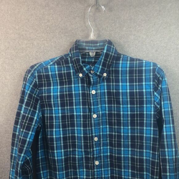 Blue Plaid Button‎ Down Long Sleeve Casual Shirt - Picture 2 of 11